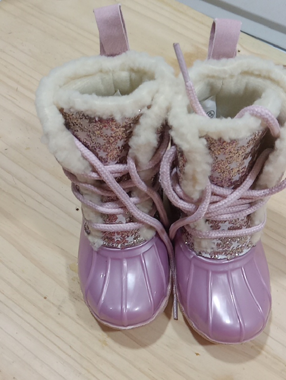 Kids Pink Winter Snow Boots with Faux Fur